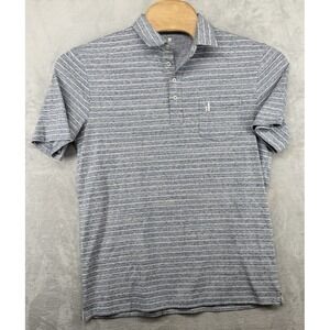 Johnnie-O Hangin' Out Gray Striped Golf SS Polo Shirt Pocket Men's Size M